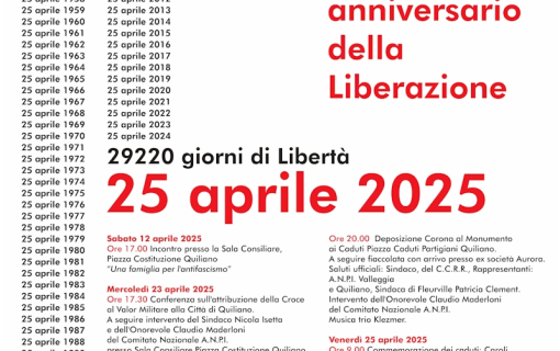 25 aprile 1945 – 25 aprile 2025 – 29220 giorni di Libertà